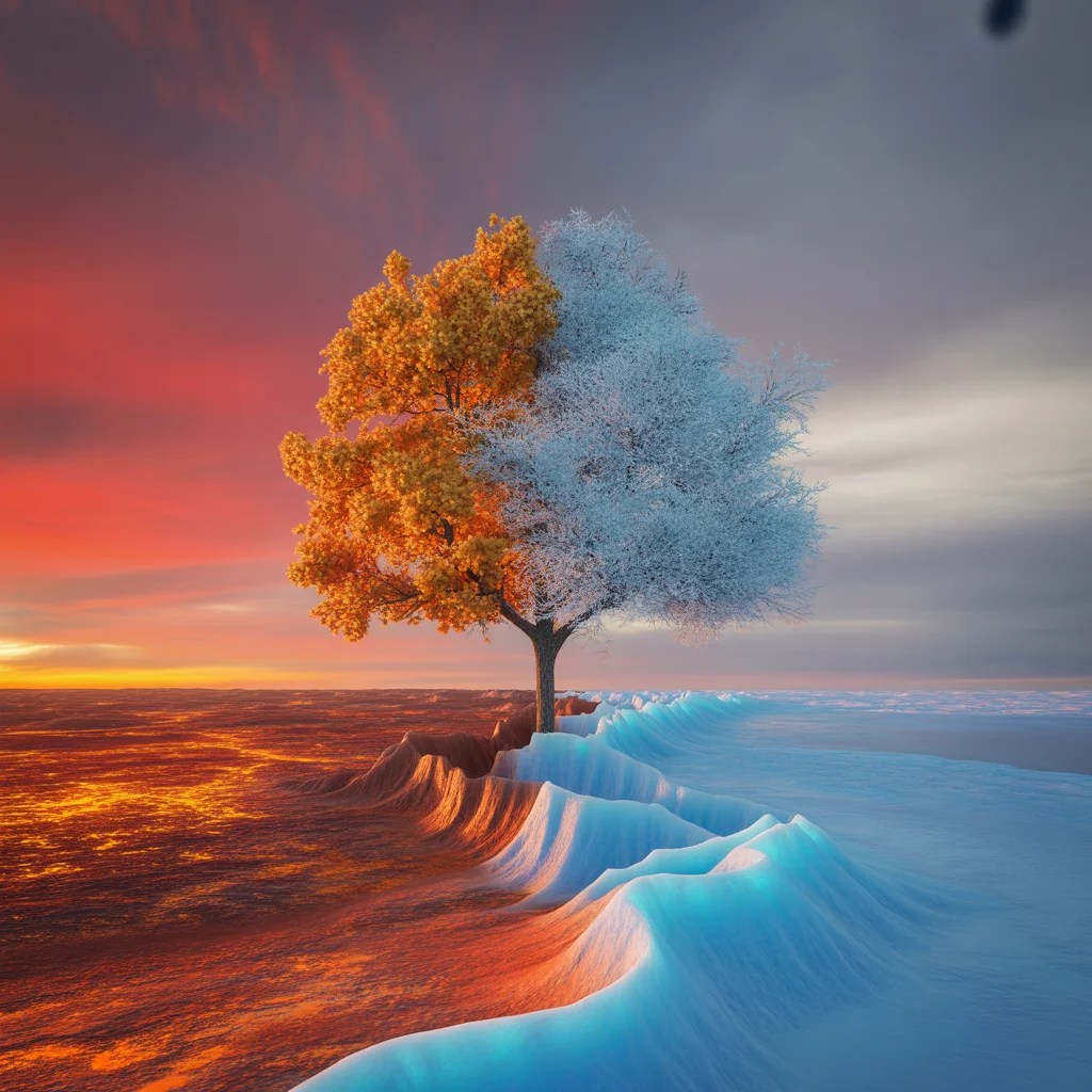 Paisaje Surrealista de Calor y Frío