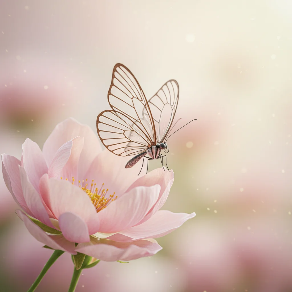 Mariposa de Cristal Delicada en la Luz de la Mañana