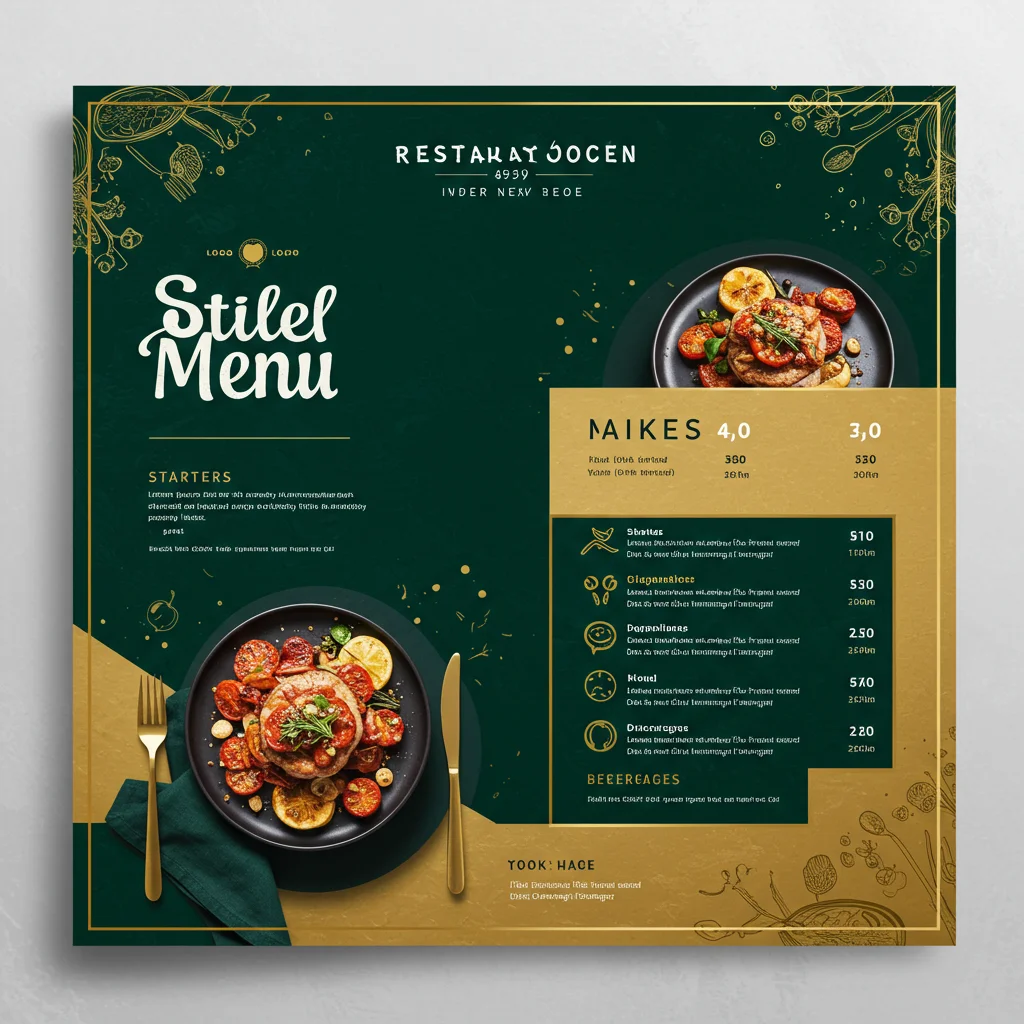 Diseño Moderno y Sofisticado de Menú de Restaurante