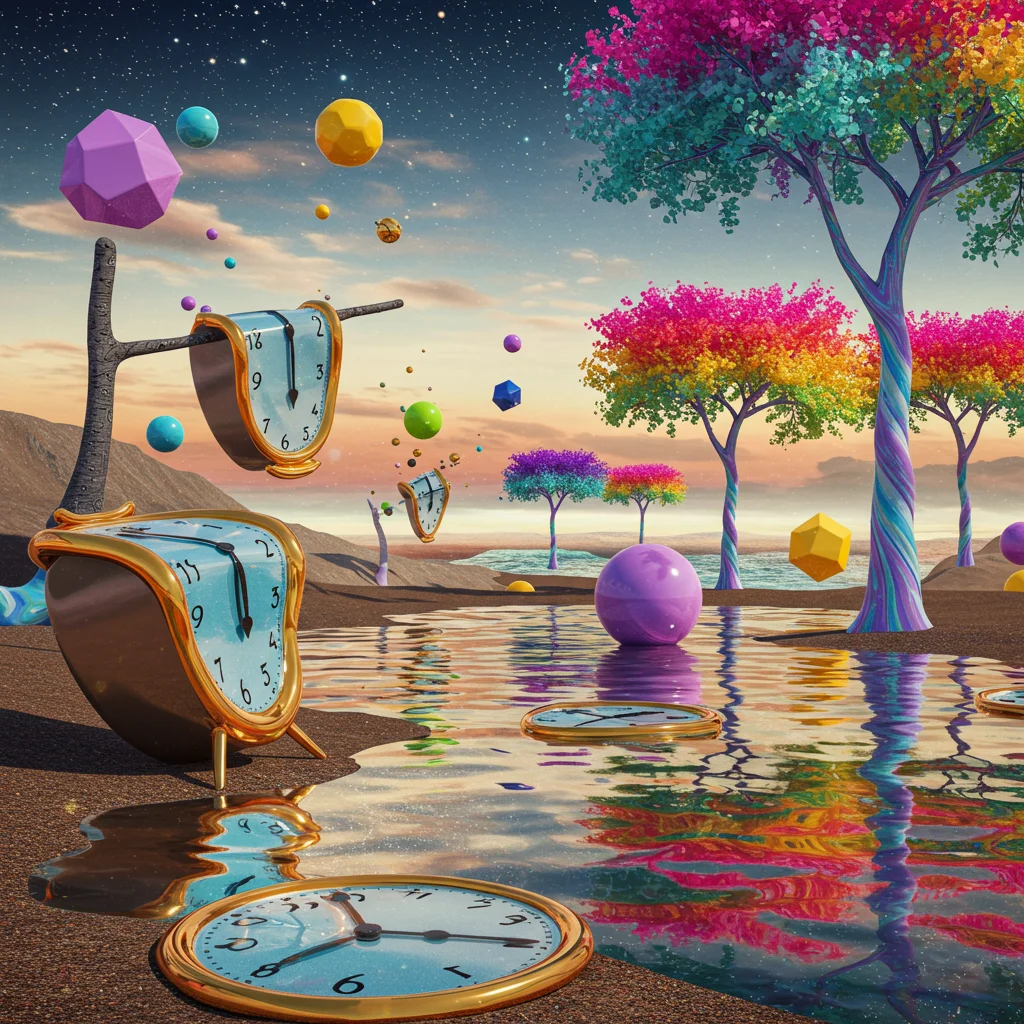 Paisaje Onírico Psicodélico: Ilustración Surrealista y Alucinante