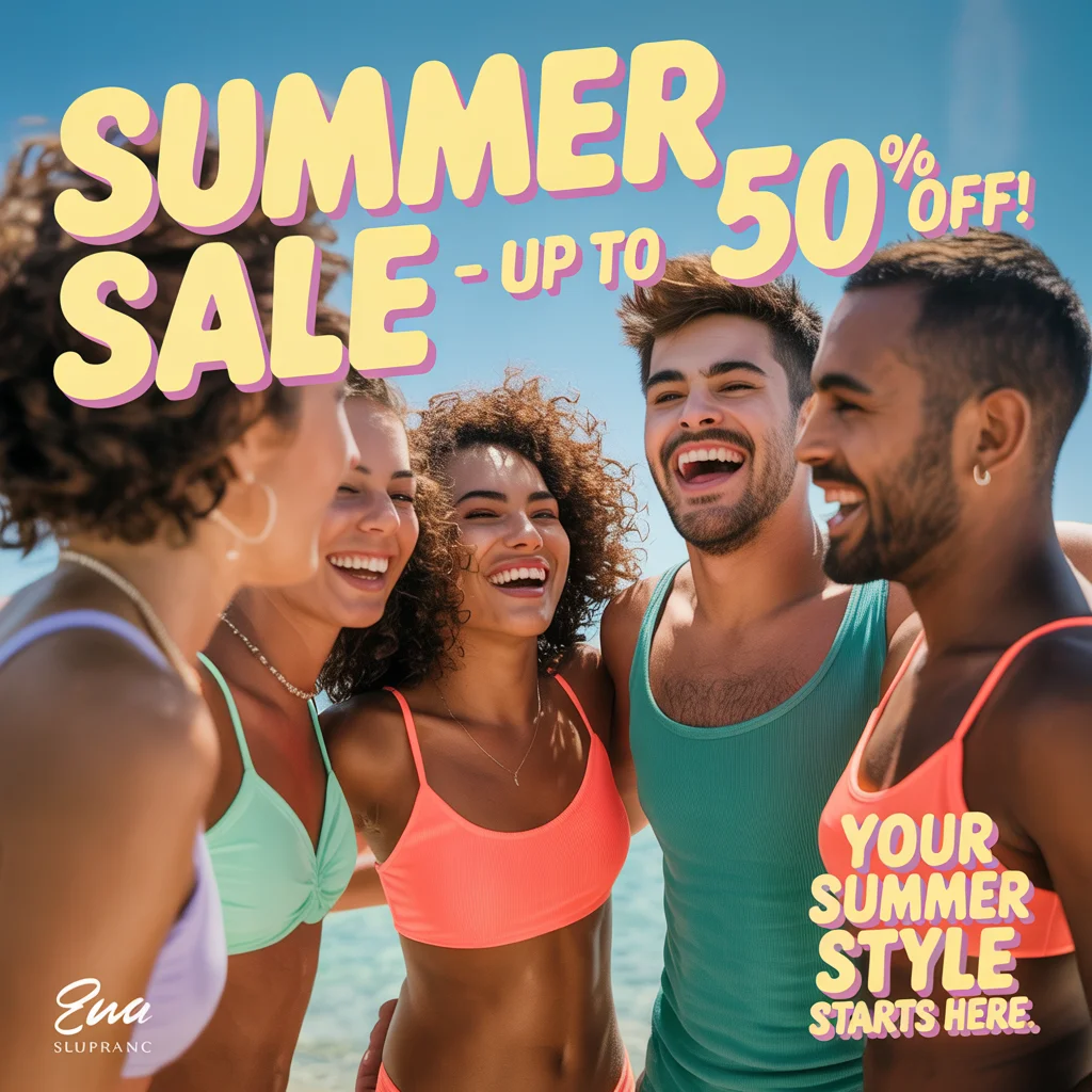 Social media banner for summer sale, vibrant colors, engaging graphics