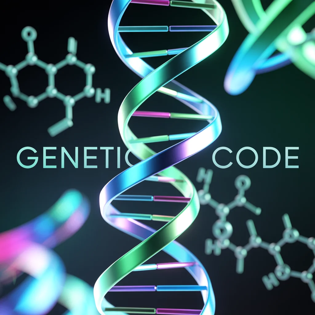 DNA double helix with chemical formula background in modern scientific visual style