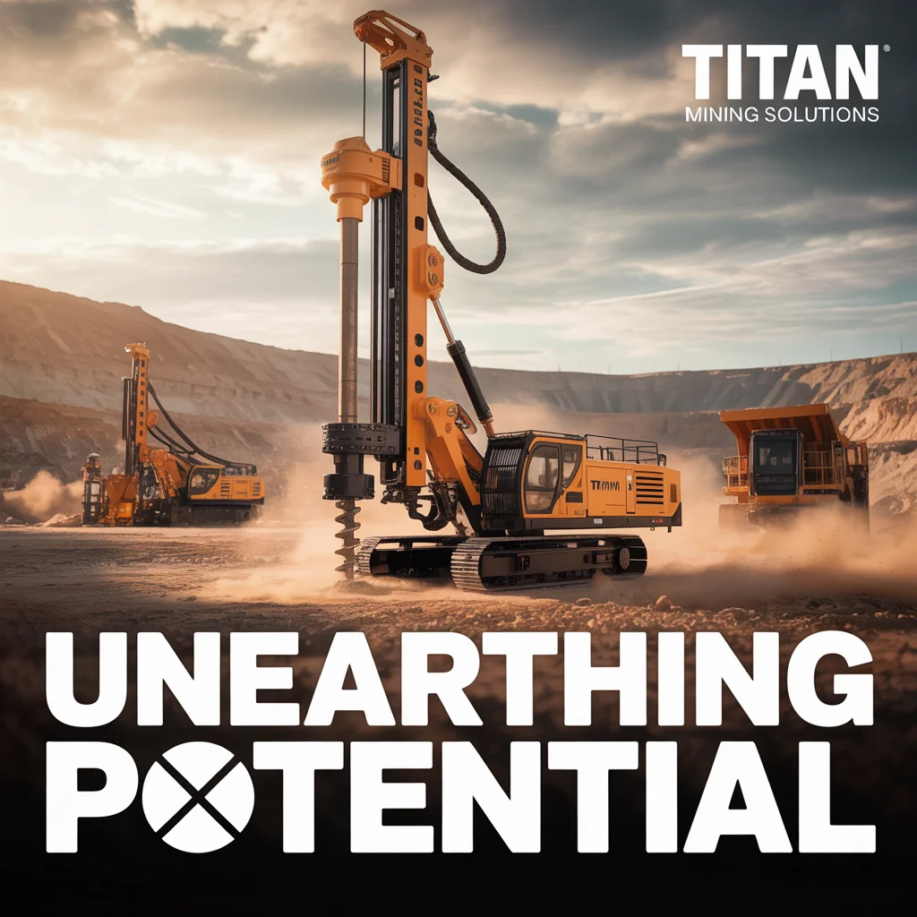Mining equipment ad, industrial, vibrant colors, rugged theme