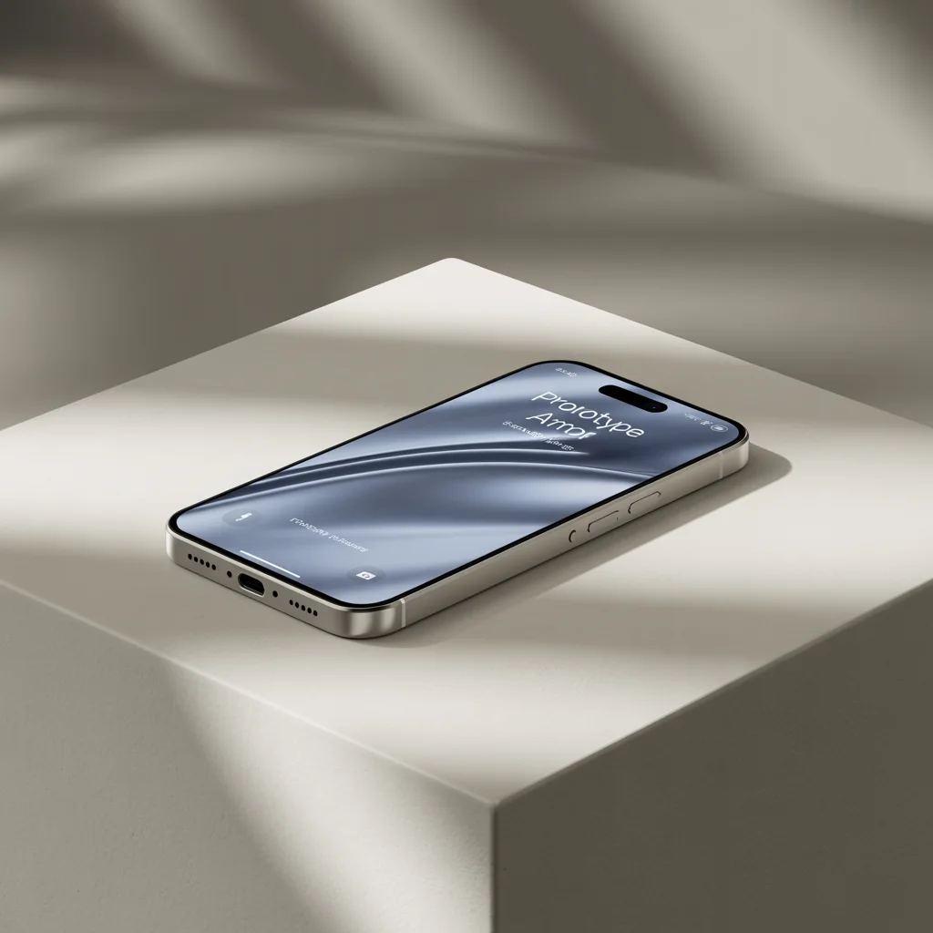 Smartphone product prototype, realistic render, modern design, clean background, professional look
