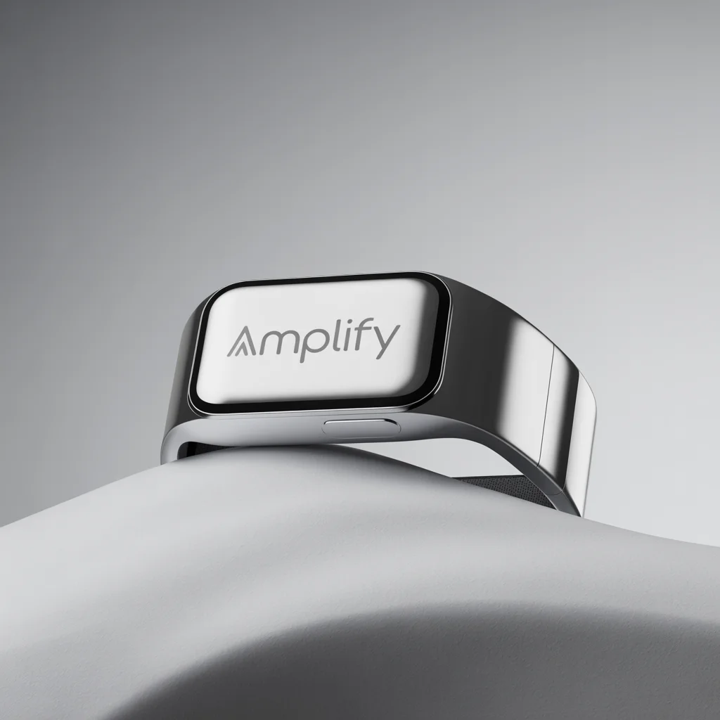 Wearable tech product prototype, realistic render, modern design, clean background, professional look