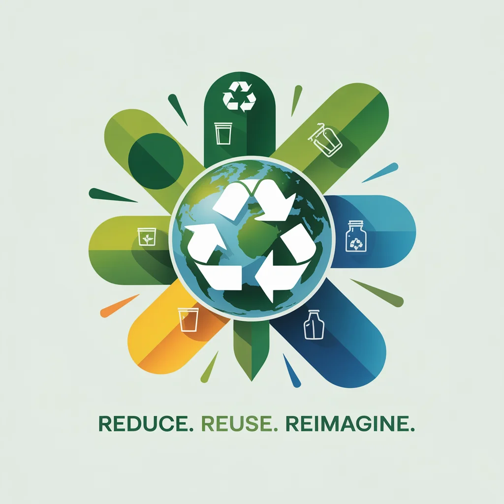 Eco Poster: environmental awareness poster, creative recycling icons, earth-friendly, modern flat design, eco campaign, vibrant colors