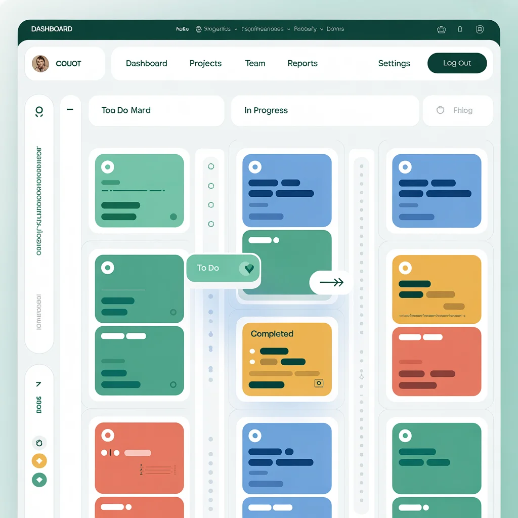 Project Management Kanban Board UI mockup