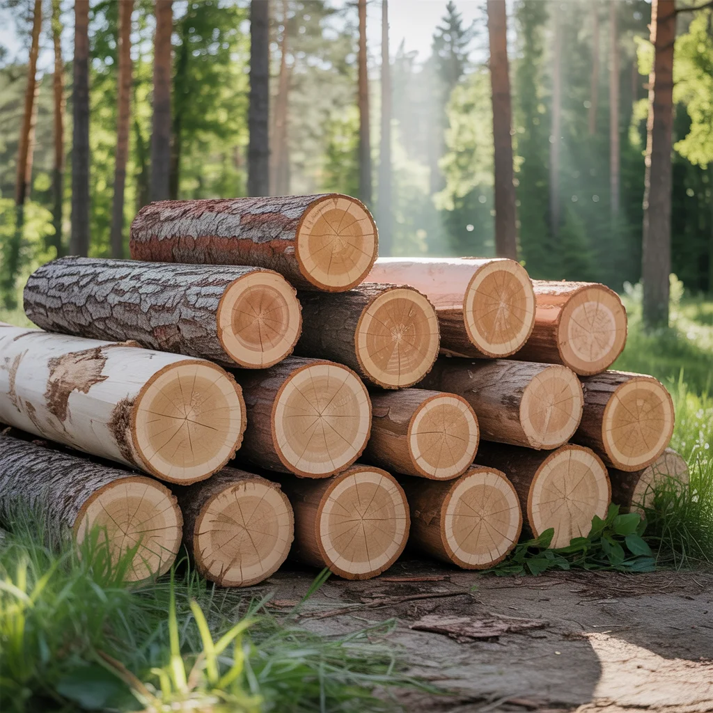 Stacked Timber Logs - AI generated timber product image