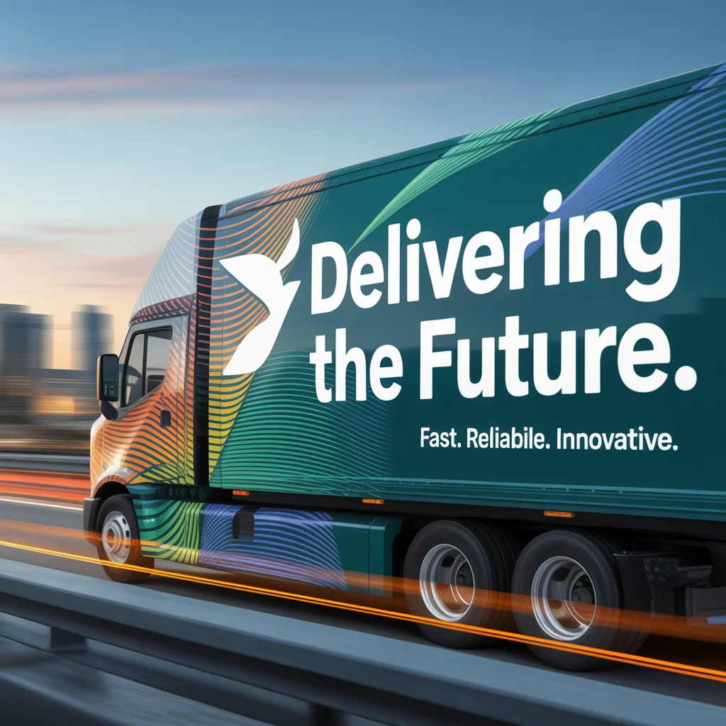 Commercial truck vehicle wrap with dynamic design and vibrant colors