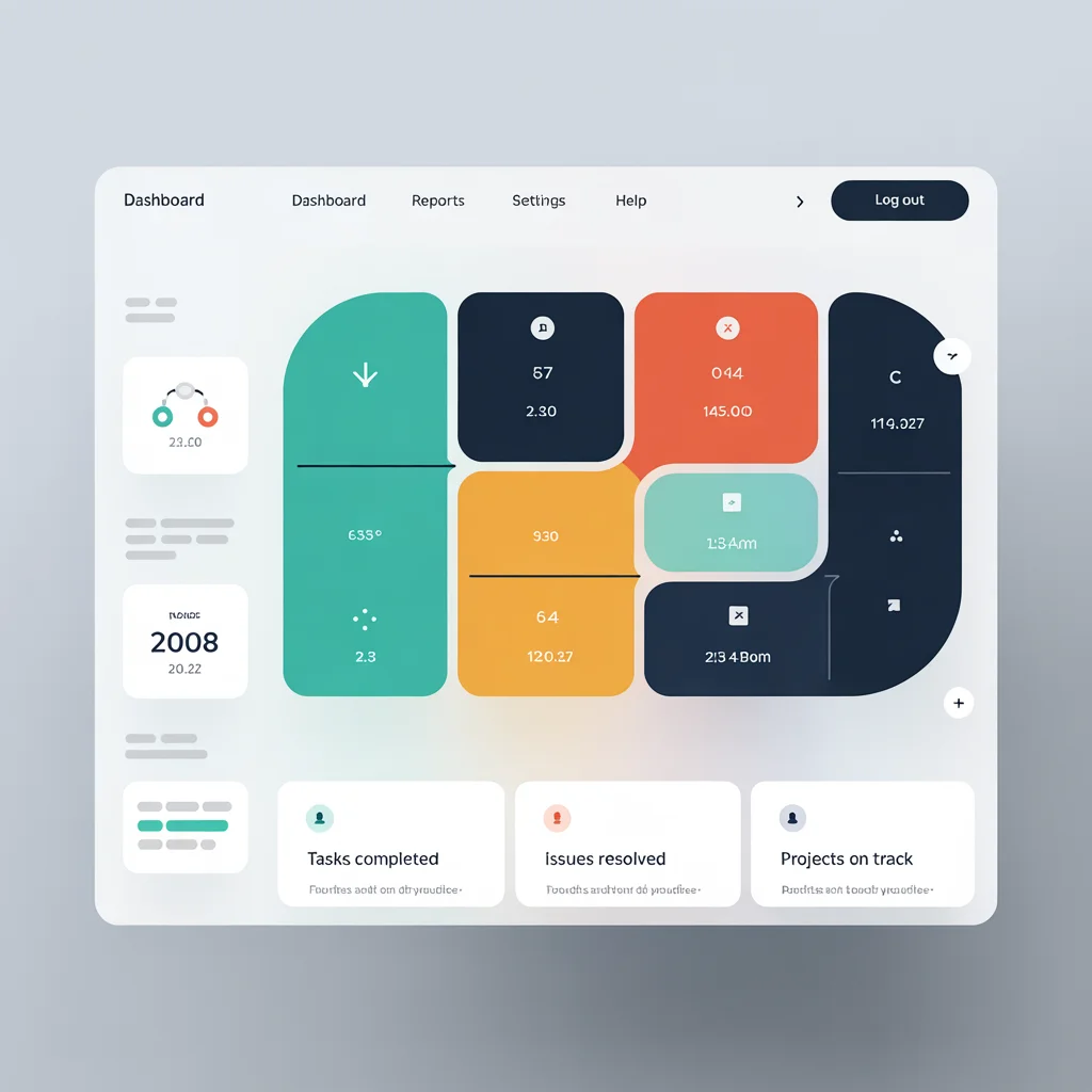 Workflow overview with vibrant colors and clean modern design