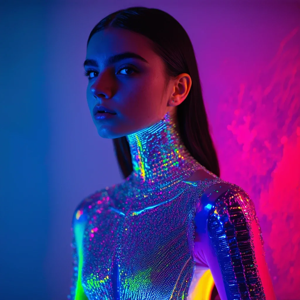 Fotografía de Moda – Vestido Futurista Iridiscente