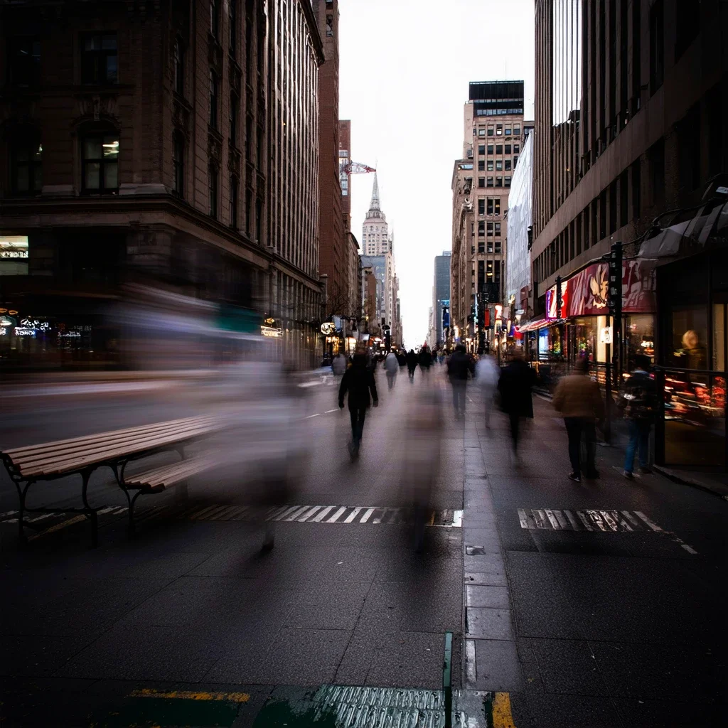 Calles Atestadas (Personas Borrosas en Movimiento)