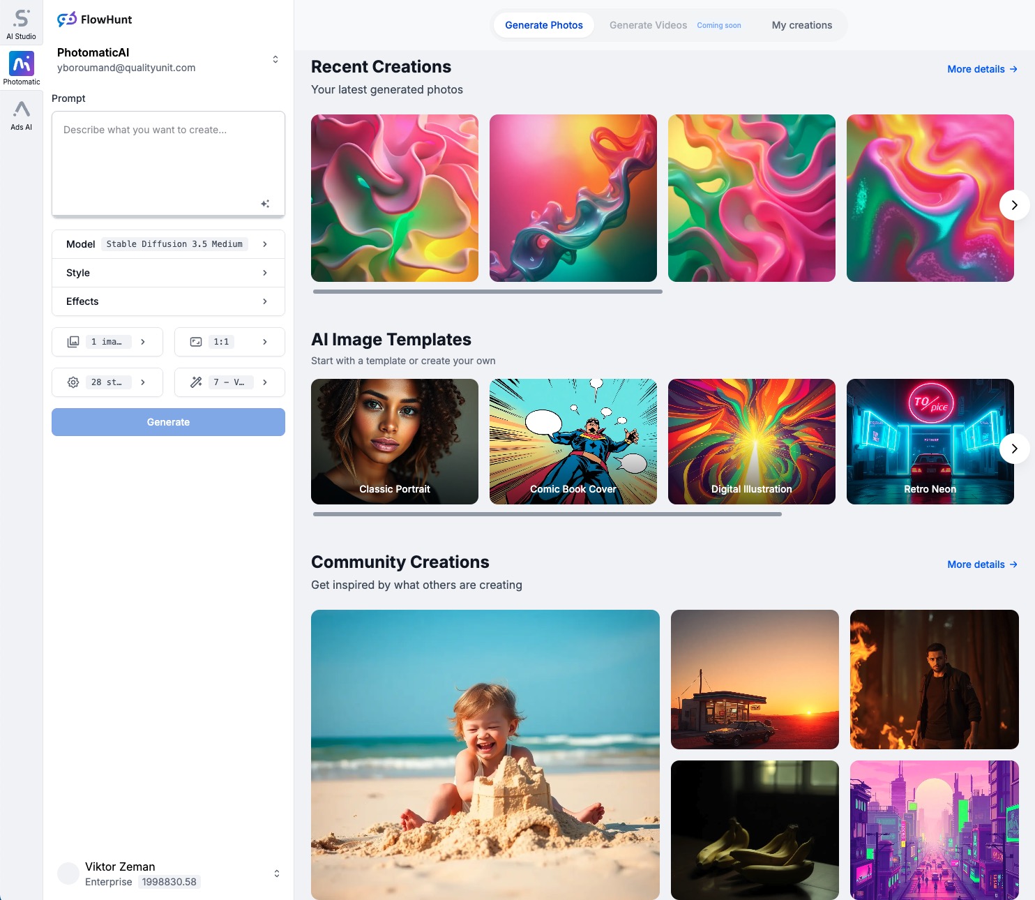 Generate AI images with FlowHunt