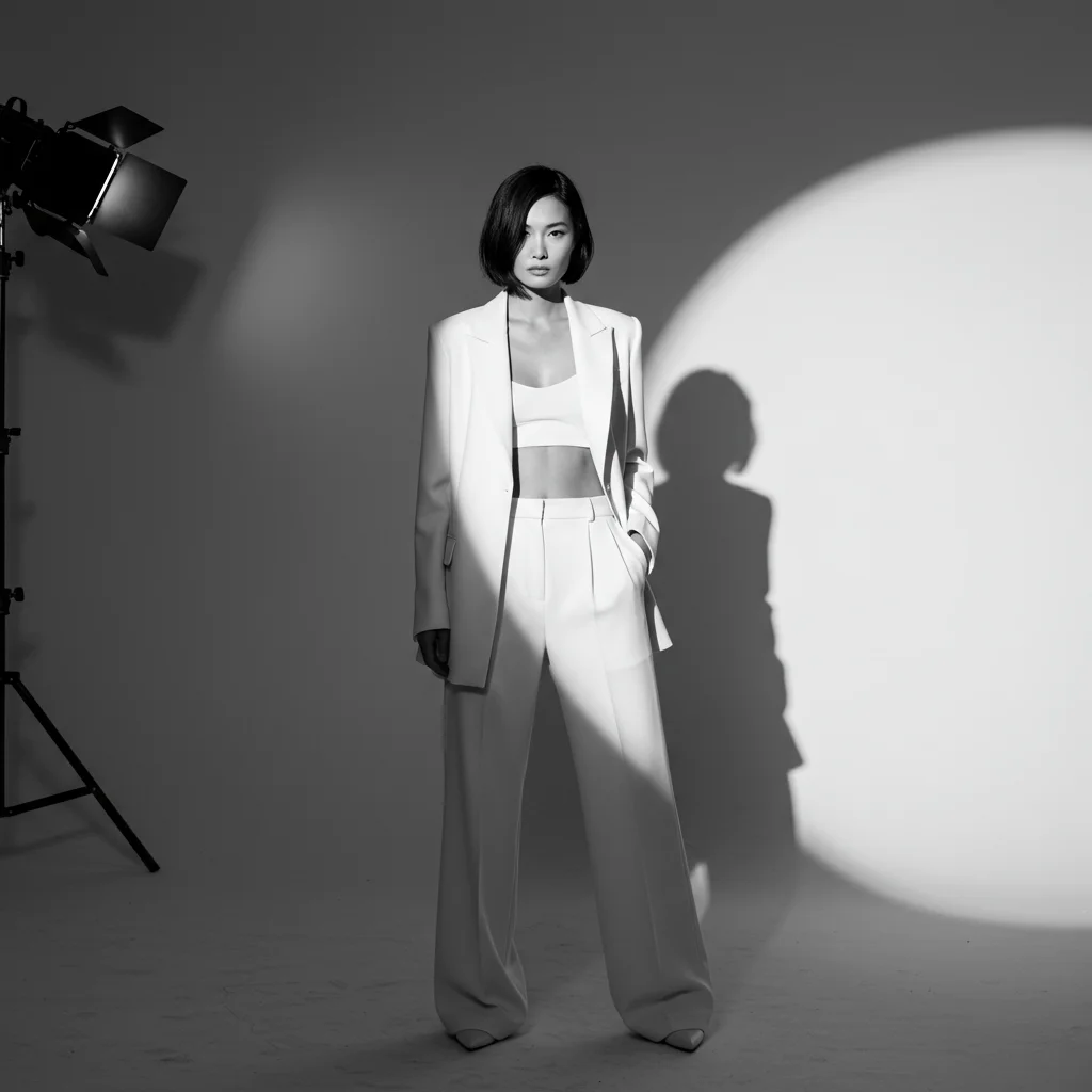 Crno-bijela fotografija modela u studiju