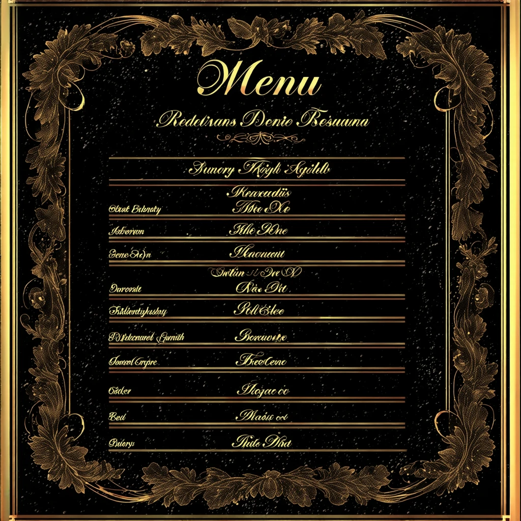 Elegant Fine Dining Restaurant Menu Elegant Fine Dining Restaurant Menu